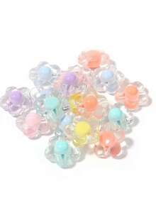 50/100颗 12毫米透明糖果色花形珠子，DIY手机挂绳和汽车配件 - 彩色 - 查看 8