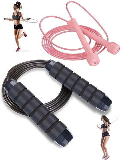 2 pezzi - Corda per saltare veloce e libera con cuscinetto girevole, corda per saltare in acciaio regolabile con maniglie in schiuma, adatta per uomini e donne, attrezzatura per fitness in casa, ottima per Natale, San Valentino, Pasqua