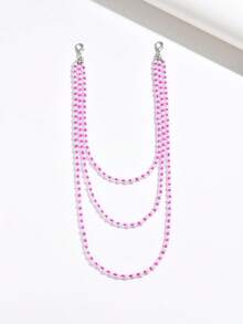 1入優雅三重層次仿珍珠和雕刻亞克力珠子的女式連身鏈，多功能時尚珠寶，適用於派對和宴會 - 仿珍珠 - 查看 8