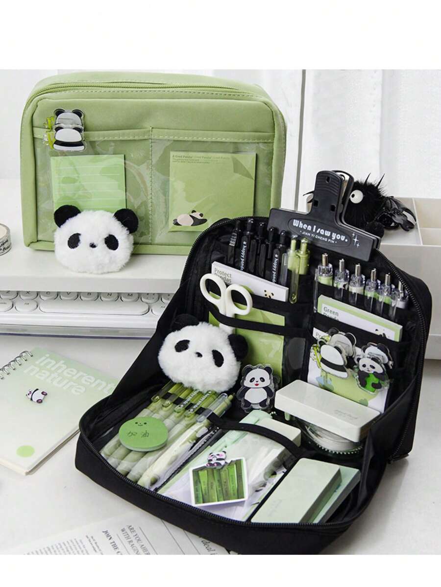 90 Degree Opening Pencil Case, 12 Compartments, Oxford Cloth Material, Stationery Storage Bag, Essential For Back To School, Suitable For School Supplies, Pencil Box, Backpack - One Size - View 1