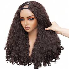 New Afro Curly V Part Wig Synthetic Braided Hair Texture With Unique Bouncy Curls In The End 22 Inch Soft Curly Full Hair V Part Wigs Synthetic For Women No Leave Out Clip In Half Wig - màu nâu - Xem 2