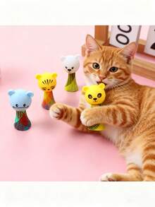 2/10pcs Small Bouncing Toy, Pet Toy, Small Cat And Dog Bouncing Toy, Pet Puzzle Bouncing Toy, Suitable For Domestic Small Pets To Play With. - Color Mixing - View 4