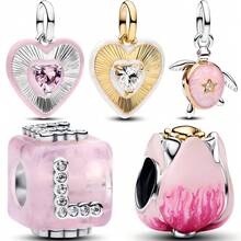 1 件装时尚粉色海龟爱心吊坠镀银，适合搭配手链项链，DIY 节日礼物