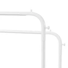 LIVINGANDHOME Living And Home  Sturdy Metal Clothes Rack Double Rod Design With Side Bars Hooks For Garments Towels Bags Storage Holiday - White - View 9