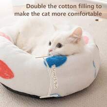Cat Beds For Indoor Calming Donut Dog Bed Cozy Soft Round Dog Nest Fluffy Plush Cat Beds Washable Donut And Dog Bed High Side Warming Donut Pet Beds Big Dog Bed Cushion - Trắng - Xem 5