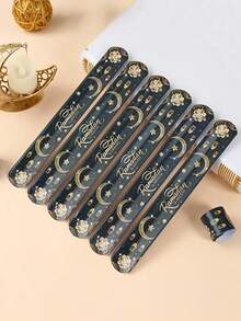 定制斋月手链 | 月亮灯笼星星黑色金色PVC塑料戒指，拍击手链，斋月家居装饰，开斋节礼物，伊斯兰斋月派对用品，斋月派对装饰，派对手链套装