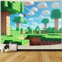 2D Flat, 1pc Giant Pixel Game Backdrop - Super Large Retro Video Game Wall With 2D Blocky Pixel - Fabric Suitable For Indoor/Outdoor Birthday, Wedding, Christmas, Valentine' Party Decorations - Easy Setup For & - 彩色 - 查看 3