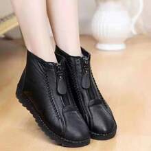 Botas de Nieve Cálidas Antideslizantes con Forro de Felpa y Suela Gruesa para Mujeres, Comercio Exterior Transfronterizo, Estilo Nuevo de Invierno 2025, Botas Cortas para Mamás de Mediana Edad y Ancianas - Rojo - Ver 4