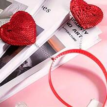 1件情人节发箍，心形亮片发箍，闪亮心形发饰，婚礼派对装饰 - 彩色 - 查看 4