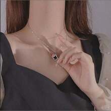 Ladies Double-Sided Four-Leaf Clover Necklace; High-End Niche Design, Exquisite And Elegant, Luxury, Best Friendarbone Chain. - 四葉草銀色 - 查看 4