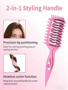 Curly Hair Brush,Curl Defining Vented Hair Brush,Gift Box Packaging,For Effortlessly Blow Drying Detangling And Shaping And Styling, Curl Defining Brush For Detangling Shaping And Styling Women's Curls, Vented Hair Brush For Wet & Dry Hair, Wide-Teeth Design, Reduce Pulling,Airflow Wet Hair Brush For All Hair Types For Women And Men - Multicolor - View 4