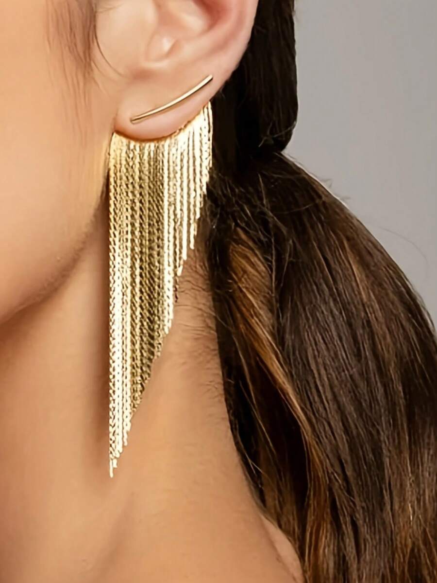 14K镀金流苏耳环，采用复古简约设计，尽显女性优雅气质。时尚雅致的珠宝配饰，也是馈赠女性的理想之选。 - 金色 - 查看 1