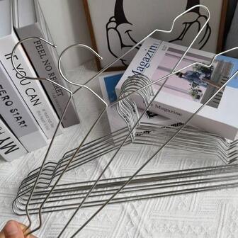 20pcs Stainless Steel Anti Slip Hangers, Multifunctional Wet And Dry Dual-Use Hangers, Wardrobe Storage Rack, Thickened And Thickened, Polished Surface Without Damaging Clothes, Stainless Steel Material Is More Durable Without Worrying About Rust, With Anti Slip Grooves, Suitable For Wardrobe Organization