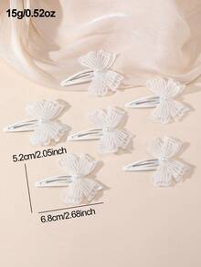 6pcs/12pcs Girls White Pearl Butterfly Hair Clips, Hair Ties, Hair Bands Set, Suitable For Daily Decoration - White - View 8