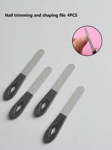 4pcs Double-Sided Plastic Handle Nail Files, Suitable For Nail Care And Shaping - Multicolor - View 1