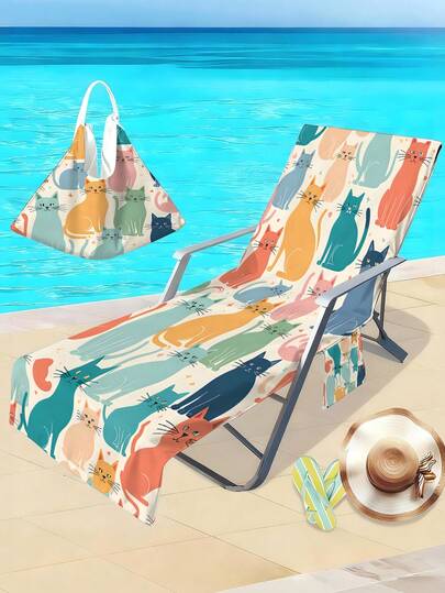 Toalla con funda para silla de playa con bolsillos laterales, de secado rápido y gruesa, adecuada para sillas de jardín, piscina, tomar el sol, jardín, playa, hotel, antideslizante, excelente para viajes, playa, vuelta al cole, regalo de cumpleaños para amigos, familia y parejas, temporada de bodas, Pascua y Navidad