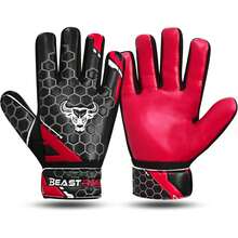 Guantes de Portero de fútbol para niños y jóvenes: Palma de látex Antideslizante, Doble Soporte de muñeca, Resistentes a la Intemperie. - Rojo - Ver 2