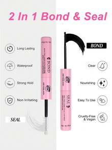 Eyelash Glue & Sealant, Remover, 10ml Individual Eyelash Glue & Sealant, Eyelash Applicator, 2-In-1 Cluster Eyelash Glue & Sealant, Eyelash Brush, Cluster Eyelash Glue, Eyelash Glue, Tweezers, Cluster Eyelash Glue, Eyelash Glue & Sealant, Eyelash Glue, Cluster Eyelash Tools, Eyelash Extension Tools, Eyelash Tools Kit - Pink - View 2