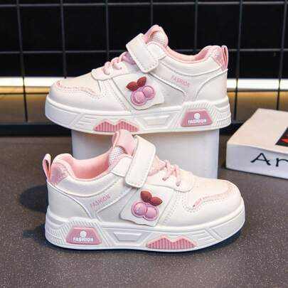 New Girls' Comfortable & Breathable Cartoon Decorated Soft Sole Lightweight Sports Shoes, Purple & Pink