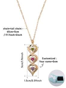 1pc Customized Personalized Multi-Name Engraved Minimalist Elongated Heart Pendant Necklace, Unique Accessory Combination, Gifts For Thanksgiving, Mother's Day, Valentine's Day, Birthday, Anniversary, Friends, Graduation, Christmas, High-End Family - Gold - View 25