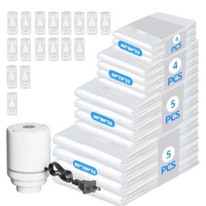 CYPNBolsas de Almacenamiento de Vacío18 Piezas Bolsas al Vacio Ropa Bolsas de Compresión para Viaje para Guardar Para almacenar ropa almohadas edredones Modelo azulFashion