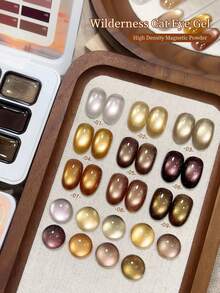 Jillradia 9 Colors Solid Cat Eye Gel Palette, High Density Magnetic Powder For Stunning Metallic Nails, DIY Manicure Kit With Silver/Golden/Bronze Shades, Long Lasting UV/LED Gel For Home & Salon Use - 彩色 - 查看 5
