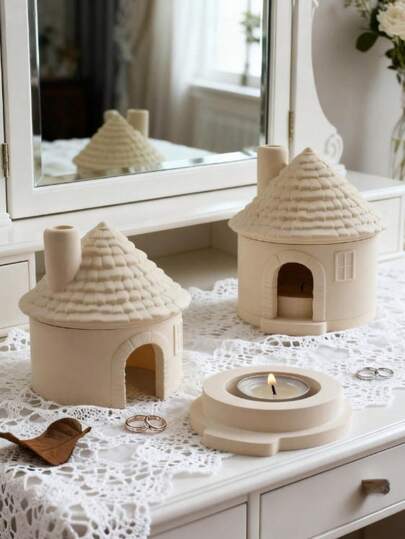 3D小屋造型模具，带烟囱，适用于DIY蜡烛、树脂、石膏、肥皂、蜡工艺品——适用于环氧树脂、聚氨酯、杰斯蒙树脂——可制作迷你小屋、灯笼、装饰支架——适合初学者和专家，蜡烛制作，设计精美，细节精准
