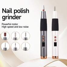 Nail Polish Remover And Nail File, Rechargeable Nail Care Tool, Nail Buffer, Compact Portable Nail Polisher Set, USB Rechargeable - 6 Replaceable Heads, Portable Nail Buffer And Pedicure Tool, Christmas Gift For Friends Or Family - Multicolor - View 4