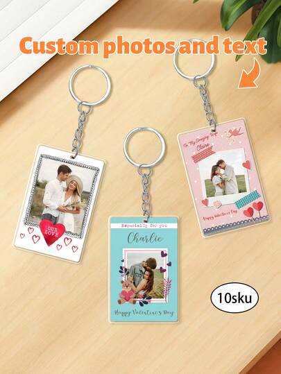 Llavero de acrílico personalizado con foto, personaliza foto y texto, regalo de llavero personalizado para ella, regalo de llavero personalizado para él, regalo del Día de San Valentín, regalos personalizados, regalo del Día de San Valentín