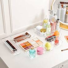 CYPN31 Organizador de Cajones de Plástico Transparente 4 Tamaños Versátiles Duraderas Sin olor Apilables y Antideslizantes Separadores de Cajones de Escritorio Maquillaje Dormitorio clear 31PCSFashion - 222456163 - Ver 6