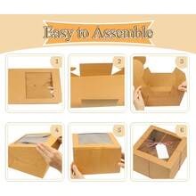 Cajas para pasteles con ventana, Cajas de panadería, Contenedor para pasteles, Chocolates, Galletas, Fiesta de cumpleaños, Boda - Plateado - Ver 5