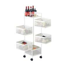 5 Tier Rolling Storage Cart, Metal Mesh Rolling Cart Organizer With Top Lid - Color: White - View 1