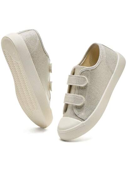 1 Pair Kids' Solid Color Letter Knit Breathable Lightweight Round Toe Low-Top Slip-On Flat Casual Sports Running Shoes, Suitable For Spring, Summer, Autumn, Winter