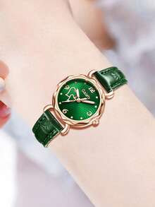 Gaiety 5Pcs Women's Ladies Female PU Leather Strap Quartz Wrist Watch Butterfly Bracelet Necklace Earring Jewelry Set Elegant Fashion Light Luxury Rhinestone Heart Dial Used For Daily Wear Party Decoration Or Holiday Gifts For Girlfriends And Mothers