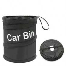1pc Portable Multifunctional Car Folding Garbage Bin, Foldable Car Garbage Bin Storage Bin, Hanging Car Garbage Bin, Car Storage Bin, Backrest Storage Bag, Car Seat Storage Bin, Camping Spiral Bin, Car Accessories, Suitable For In Car Garbage Storage - Black - View 10