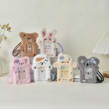 1pc Cute Plush ID Card Holder With Anti-Lost Lanyard - ID Card Case, Suitable For Students, Office, Travel - Compatible With ID Badges, Transit Cards, Work IDs - Koala Lover, Student Essential, Fun Accessory, Perfect Gift For Wearing - Pink - View 4