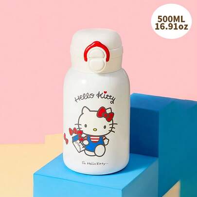 Miniso Sanrio Hello Kitty 500mL/16.91oz Dual-Drink Belly Insulated Cup (ZG): Durable 304 Stainless Steel Material, Vacuum Insulation (Keep Hot For 6H/ Cold For 12H), Dual-Drink Design, Stylish Hello Kitty Print + Text Detail, Lightweight Portable, Multi-Scene Use (Office/School/Outdoor), Practical Sanrio Themed Insulated Tumbler (1 PC)
