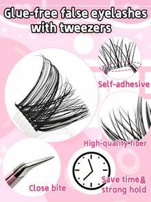 Mikiwi 110PCS Self Adhesive Eyelashes Clusters Natural Look Lash Clusters DIY Eyelashes Pre Glued Cluster Lashes,No Glue Needed,Longer Lasting No Remover DIY Lash Clusters - Black - View 3