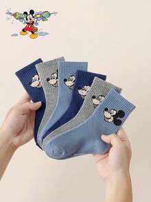 Disney 3/6双装儿童可爱袜子，秋冬男童船袜，韩版卡通女童春秋款，婴儿学生袜，儿童婴儿袜 - 彩色 - 查看 13