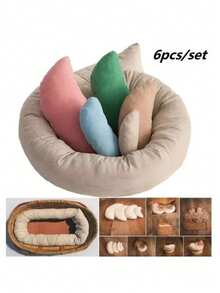 Phụ kiện chụp ảnh sơ sinh: Gối lười, Giá đỡ tạo dáng chụp ảnh hình lưỡi liềm, Đồ dùng trang trí giỏ giường chụp ảnh em bé, Gối tạo dáng cho bé trai và bé gái. - Nhiều màu - Xem 3