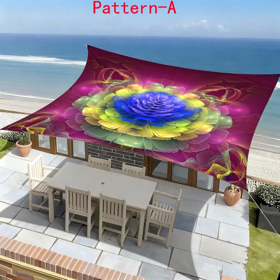 1 pieza Tela de sombrilla digital 2D con estampado, 5 estilos diferentes de patrones bohemios, con características como patrón impreso, a prueba de viento, desmontable, ligero, semioscurecedor, antipolvo y duradero - Multicolor - Ver 1