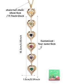 1pc Customized Personalized Multi-Name Engraved Minimalist Elongated Heart Pendant Necklace, Unique Accessory Combination, Gifts For Thanksgiving, Mother's Day, Valentine's Day, Birthday, Anniversary, Friends, Graduation, Christmas, High-End Family - Gold - View 21
