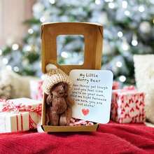 My Little Worry Bear Plush Toy With Greeting Card, A Cute And Soft Teddy Bear Plush Toy,Pocket Size Pocket Hug Teddy Bear Stuffed Animal, Comforting Sensory Fidget Toy For Anxiety Relief, Birthday Christmas Wedding Party Favors Gift - Multicolor - View 9