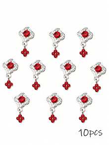 10 chiếc phụ kiện trang trí móng tay, mặt dây chuyền hình hoa đính đá, phụ kiện móng tay vàng và bạc, phụ kiện móng tay kim loại cao cấp kiểu Y2K, đá đính màu trắng, hồng, đỏ, xanh lá cây, xanh dương, tím, thích hợp cho nhiều mục đích trang trí móng tay DIY. - Nhiều màu - Xem 22