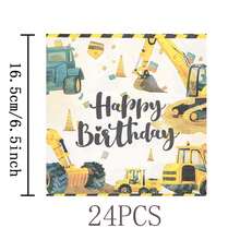 7/9 Inch Excavator Happy Birthday Disposable Party Plates, Includes Disposable Paper Plates, Cups, Napkins, Suitable For Wedding, Engagement, Birthday Party Tableware - Multicolor - View 6