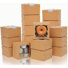 Kraft Bakery Boxes With Window, Small Pastry Boxes, Thick And Sturdy - White - View 4