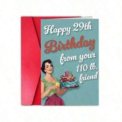 1Pc,Vintage Style Birthday Card, Suitable Giving To Best Friends - Humorous 29th Birthday With Envelope, Women's Birthday Gifts, Friendship Celebrations, Small Business Thank-You Cards