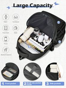 Fashionable Student Backpack, Travel Backpack, Large Capacity Laptop Compartment, Star Patches Extra Large Women's Pack, Spine Protection, - Multicolor - View 5