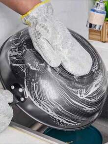 2只装。高品质钢丝洗碗手套。内置PVC材质。防滑、轻便、耐用。适用于厨房、浴室、卫生间和户外清洁。家务劳动。浴室清洁。防滑握柄。符合人体工学设计。耐用材质。加固缝线。清洁用品。家居必备。 - 彩色 - 查看 10
