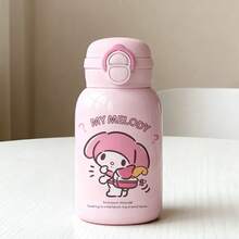 Miniso 三丽鸥美乐蒂 500毫升/16.91盎司双杯保温杯 (ZG)：采用耐用的304不锈钢材质，真空隔热（保温6小时/保冷12小时），双杯设计，时尚的美乐蒂印花+文字细节，轻巧便携，多场景适用（办公室/学校/户外），实用三丽鸥主题保温杯（1个） - 淺粉色 - 查看 4